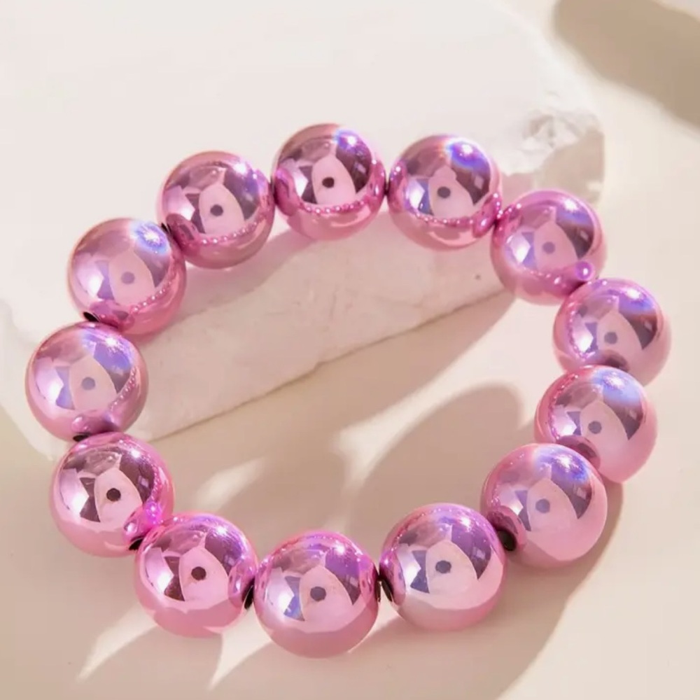 Pink Gradient Laser Beaded Bracelet